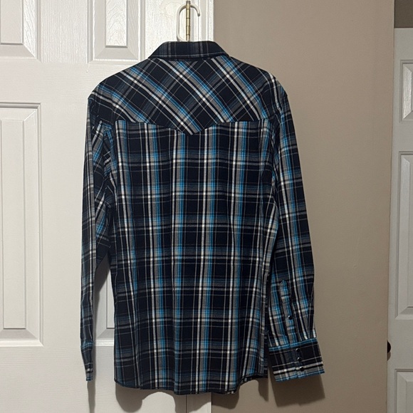 Wrangler Men's Plaid Shirt in Black and Blue Size Large - Picture 2 of 6